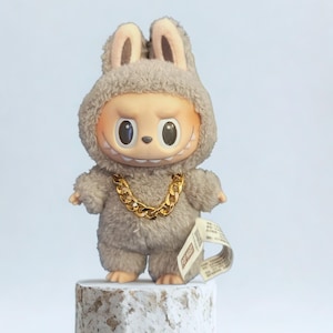 Mini gouden Cubaanse schakelketting voor Labubu - gouden accessoire