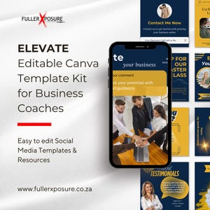 Elevate Business Coach Canva Vorlagen | 100+ bearbeitbare Marketing Grafiken | Digitaler Download | Blei Magnet Cover + IG Posts + Reels +
