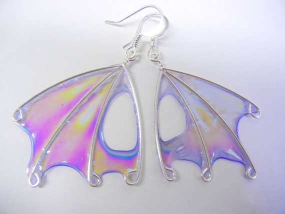Púrpura de cristal de plata de hadas Aretes
