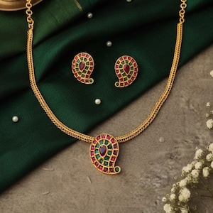 Kemp Stone Necklace, South Indian Bridal Jewelry
