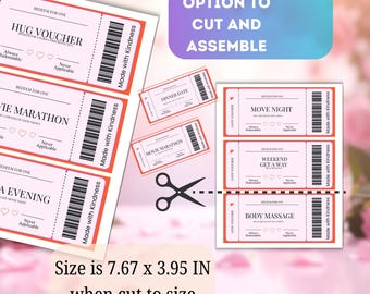 Cupones de amor imprimibles para parejas, vales para experiencias románticas (9 plantillas)