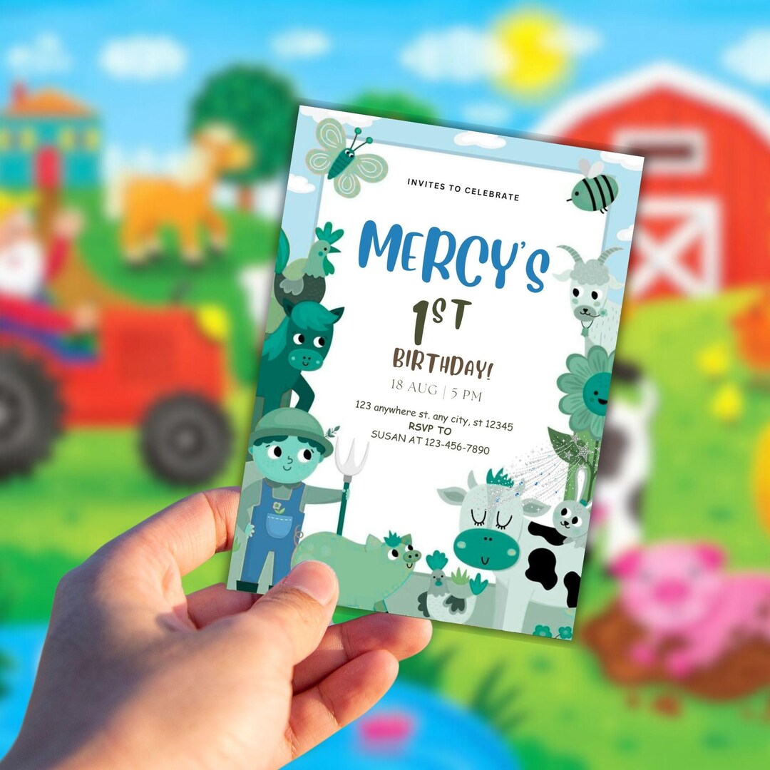 Editable Farm Birthday Invitation, Barnyard Animals Party Invite ...