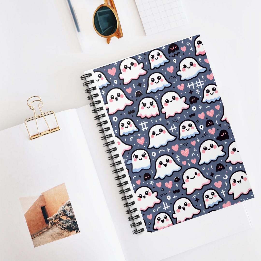 Cute Halloween Ghost Print Spiral Notebook - Perfect for Halloween ...