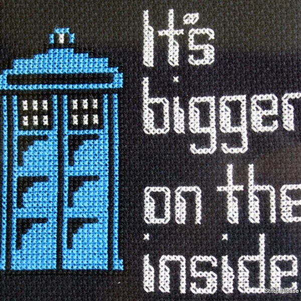 Doctor Who It's Bigger On The Inside Tardis Cross Stitch