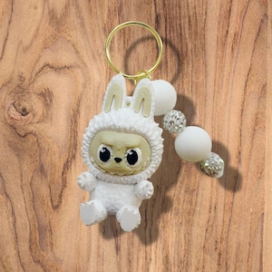 White Labubu Keychain