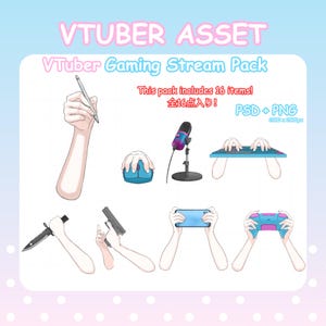 Gaming Stream VTuber Asset Pack: 16 png-items + PSD