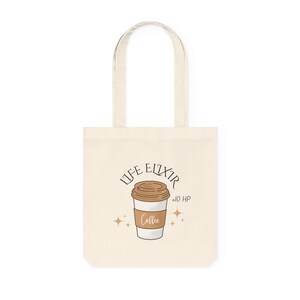 Fantasy Adventure Woven Tote Bag, Gamer Coffee Lover Graphic Eco-Friendly Shopping Bag, Farmers Market Gift, Sustainable Style Tote