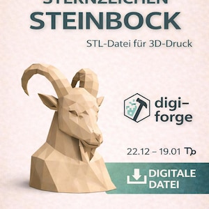 STL file Capricorn zodiac sign - Low poly figure - Zodiac Capricorn bust 3D print decorative sculpture - Digital download - e.g., Bambu Studio