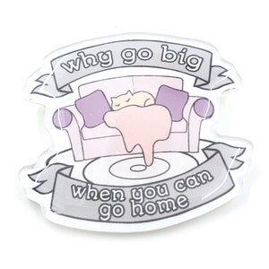 Why Go Big When You Can Go Home Pin, Introvert Pin, Cat Lady, Cat Dude, Couch Potato, Gifts Under 10, Introvert Gifts, Cat Brooch Bild 1