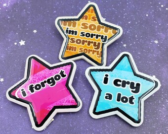 I Cry a Lot Pin, I'm Sorry Pin, I Forgot Pin, Water Signs, Gifts Under 10, Self Care, Cute Pins, Funny Pin, Acrylic Pins, Acrylic Jewelry