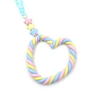 Marshmallow Twist Heart Necklace, Cute Jewelry, Pastel Necklace, Kawaii Necklace, Pastel Jewelry, Fake Food Necklace, Cute Stuff, Cute Gifts image 1