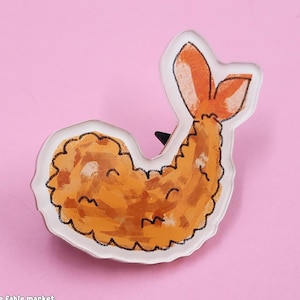 Fried Shrimp Acrylic Pin: Quirky Foodie Gift