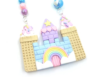 Pastel Ice Cream Castle, Kawaii Jewelry, Cute Necklace, Pastel Castle, Fairy Kei, Fairy Kei Jewelry, Pastel Necklace, Cute Stuff