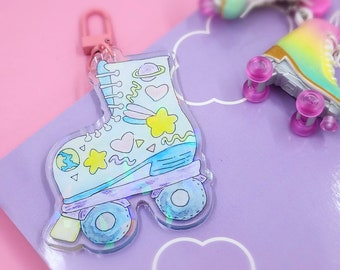 Nostalgic 90's Roller Skate Keychain, Cute Keychain, Acrylic Keychain, Pink Accessories, Kawaii Accessories, 80's Nostalgia, 90's Art