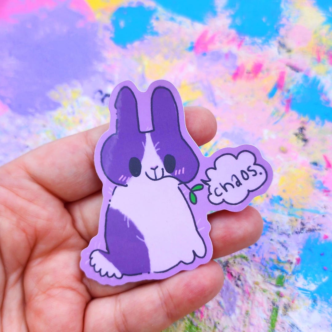 Chaos Bunny Vinyl Sticker: Funny Rabbit Meme Art, Indoor/outdoor Use - Etsy