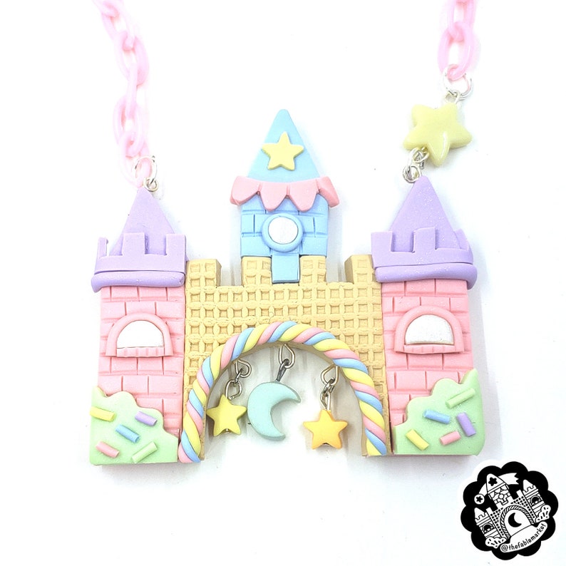 Star and Moon Candy Castle, Pastel Jewelry, Cute Jewelry, Rainbow Pastels, Kawaii Necklace, Fairy Kei, Decora kei, Fairy Kei Necklace image 2