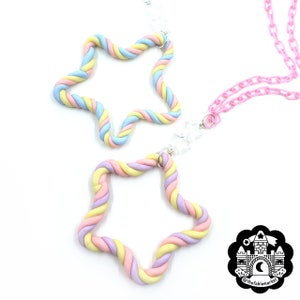 Marshmallow Twist Star Necklace, Marshmallows, Pastel Marshmallow Jewelry, Decora kei, Fairy kei, Rainbow Candy Necklace, Candy Jewelry image 4