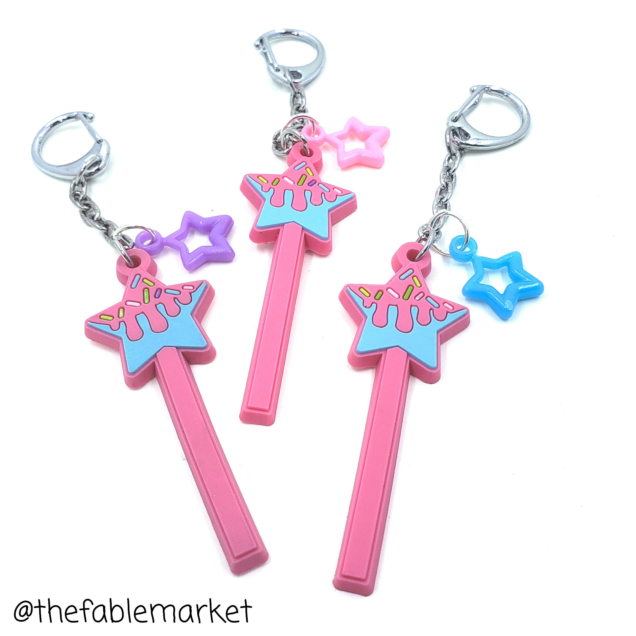 Pastel Star Pop Rubber Keychain Fairy Kei Decora Kei Pop Etsy