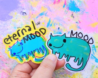 Moody Cat Sticker: 3" Glossy Vinyl, Indoor/Outdoor Use