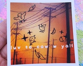Nostalgia Dream: Friendly Crows. 3" Matte Vinyl Sticker