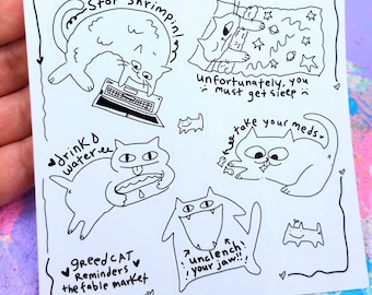 Motivational Greed Cat Sticker Sheet: Silly Cat Meme Stickers, Waterproof Vinyl