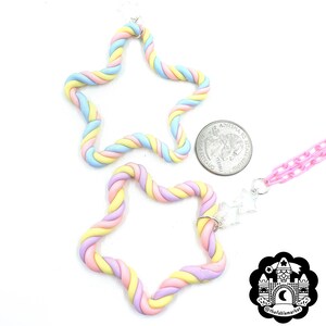 Marshmallow Twist Star Necklace, Marshmallows, Pastel Marshmallow Jewelry, Decora kei, Fairy kei, Rainbow Candy Necklace, Candy Jewelry image 3