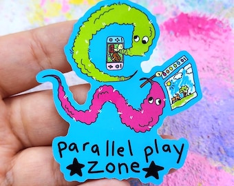 Parallel Play Zone WORM Sticker: Silly Worm Art for Introverts