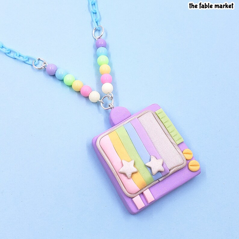 Pastel TV Necklace, Handmade Retro TV, Television Static, Pop-Kei, Fairy Kei, Decora kei, Pastel Rainbow, Pastel Jewelry, Cute Necklace, Y2K image 5