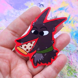 Pizza Wolf Sticker: Silly Werewolf, Waterproof Vinyl (3&quot;)