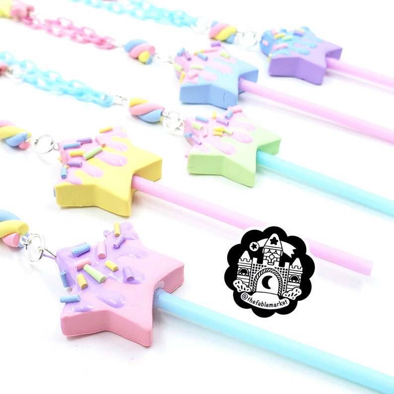Pastel Star Pop Necklace Fairy Kei Decora Kei Star Wand Etsy