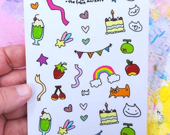 Silly Clear Deco Sticker Sheet, A6 Size
