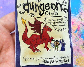 Dungeon Club Sticker: 4" Vinyl, Waterproof, 80s/90s Nostalgia