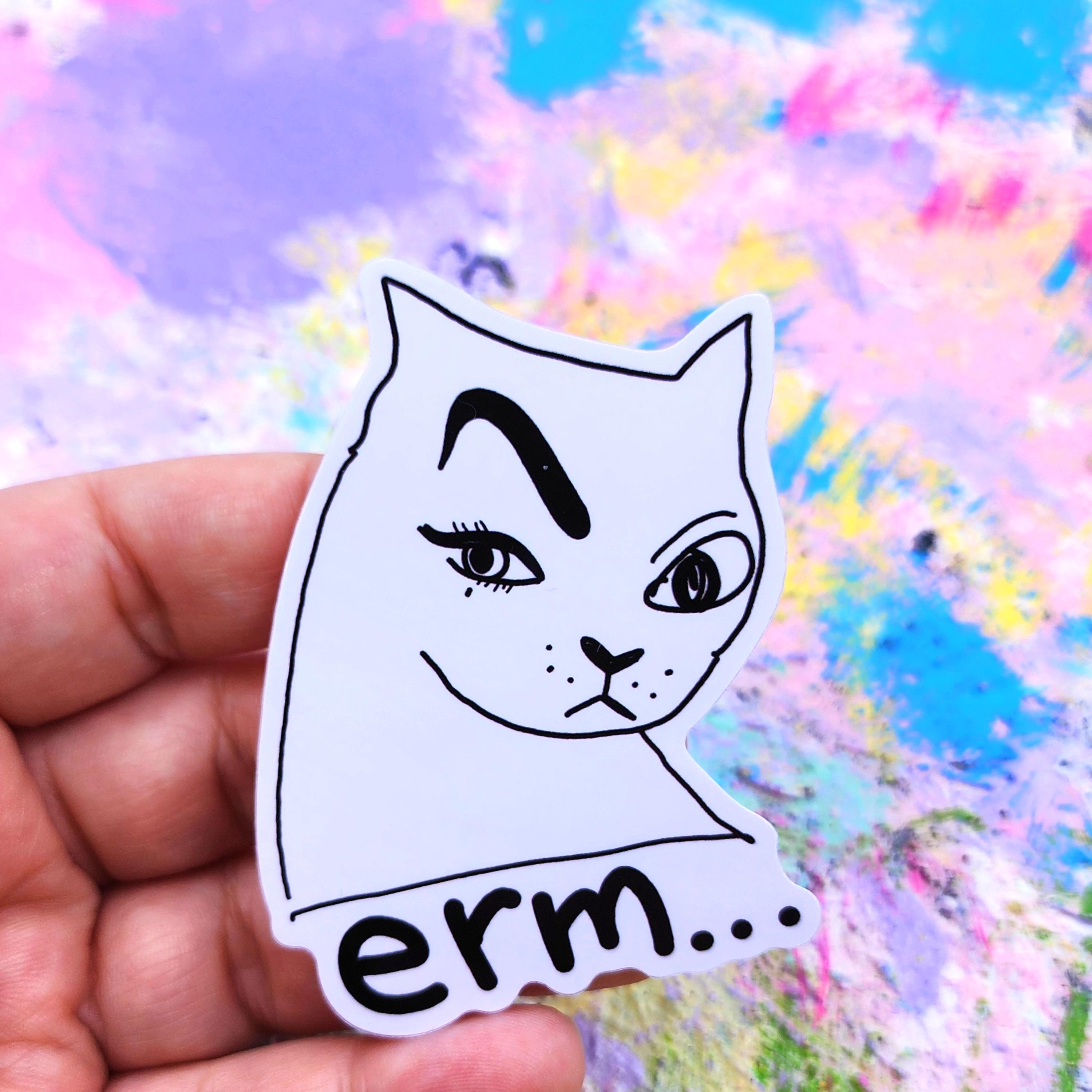 Eyebrow Raise Greed Cat Sticker: 3-inch Vinyl Decal - Etsy