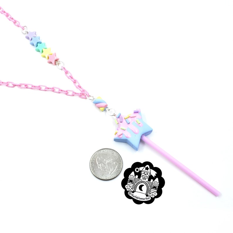 Pastel Star Pop Necklace, Fairy Kei, Decora Kei, Star Wand, Drippy Star Necklace, Frosted Star, Fairy Kei Jewelry, Frosted Necklace, Pastel image 4