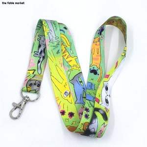 Weird Cat Lanyard, Weird Gifts, Cat Lanyard, Anime Con Lanyard, Key Lanyard, Original Art Lanyard, Colorful, Weird Gifts, Weird Art, Cat Art image 2