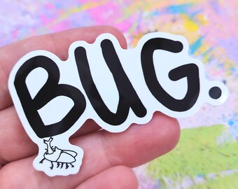 BUG. Strong Beetle Sticker: Waterproof Vinyl Decal (3 inch)