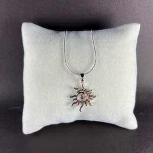 Tribal Sun Necklace – Silver Spiral Sun Pendant, Boho Celestial Jewelry Gift