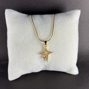 Gold Starburst Necklace – Double Star Pendant, Sparkly Celestial Jewelry Gift