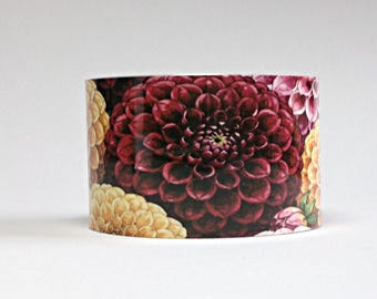 Burgundy Dahlia Cuff Bracelet, Gift for Gardener, Flower Jewelry