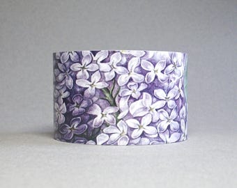 Lilac Cuff Bracelet, Vintage Botanical Illustration, Garden Gift Jewelry