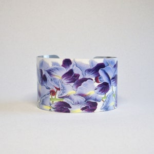 Purple Wisteria Cuff Bracelet Unique Flower Gift for Mom