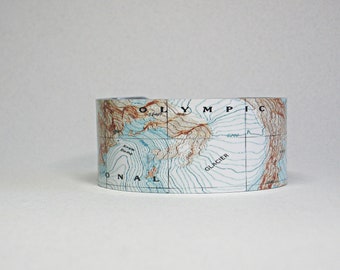 Olympic National Park Map Cuff Bracelet Unique Gift for Hiker