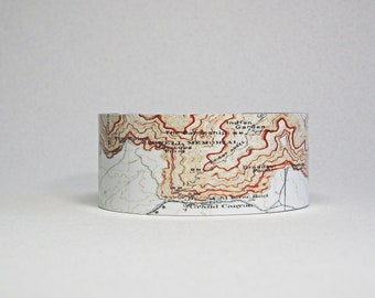 Grand Canyon National Park Map Cuff Bracelet Unique Gift for Her