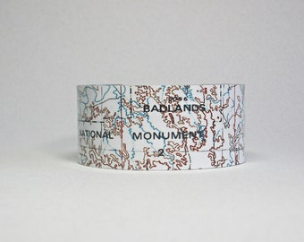 Badlands National Park Map Cuff Bracelet Unique Gift for Men or Women