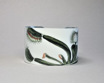 Venus Fly Trap Cuff Bracelet - Botanical Illustration Jewelry