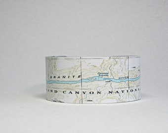 Grand Canyon Colorado River Map Cuff Bracelet Unique Gift for Her