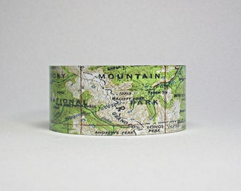 Rocky Mountain National Park Map Cuff Bracelet Unique Gift for Men or Women