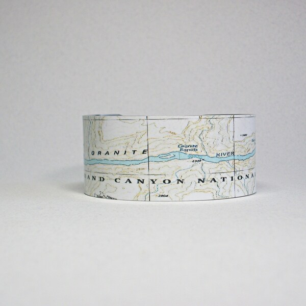 Grand Canyon Colorado River Map Cuff Bracelet Unique Gift for Her