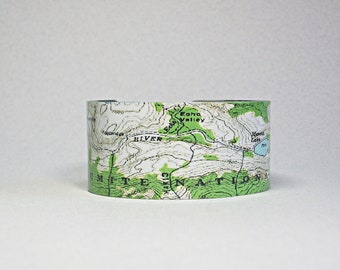 Yosemite National Park Map Cuff Bracelet Gift for Hiker