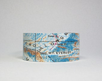 Mount Everest Map Cuff Bracelet Unique Gift for Hiker